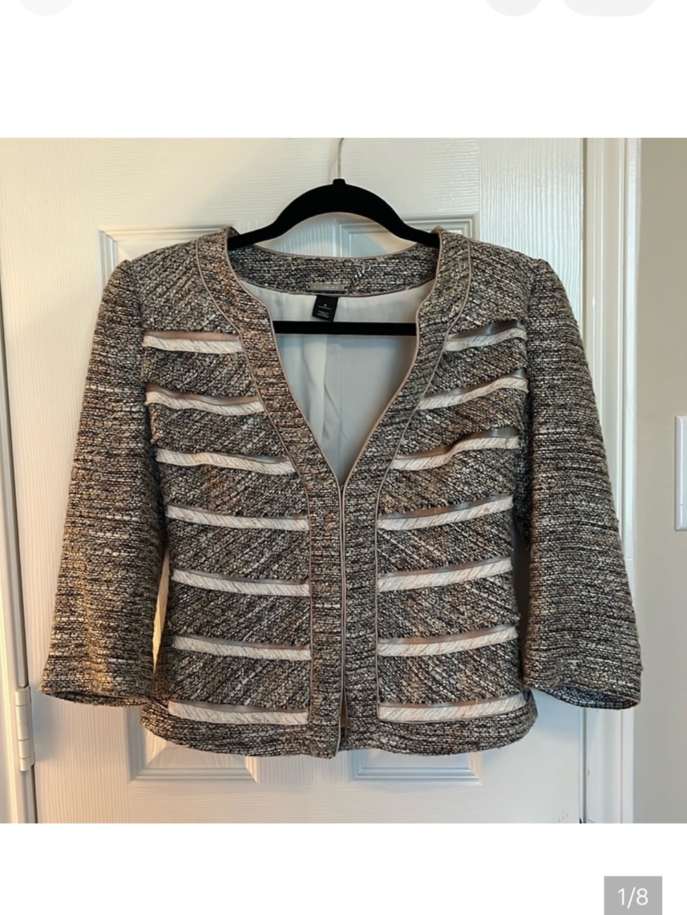 White House Black Market Tweed Fringe Crop Jacket